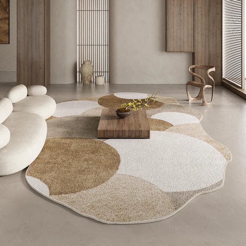 American Retro Rugs for Bedroom Fluffy Soft Brown Plush Rug Irregular Living Room Decoration Carpet Large Area Thicken