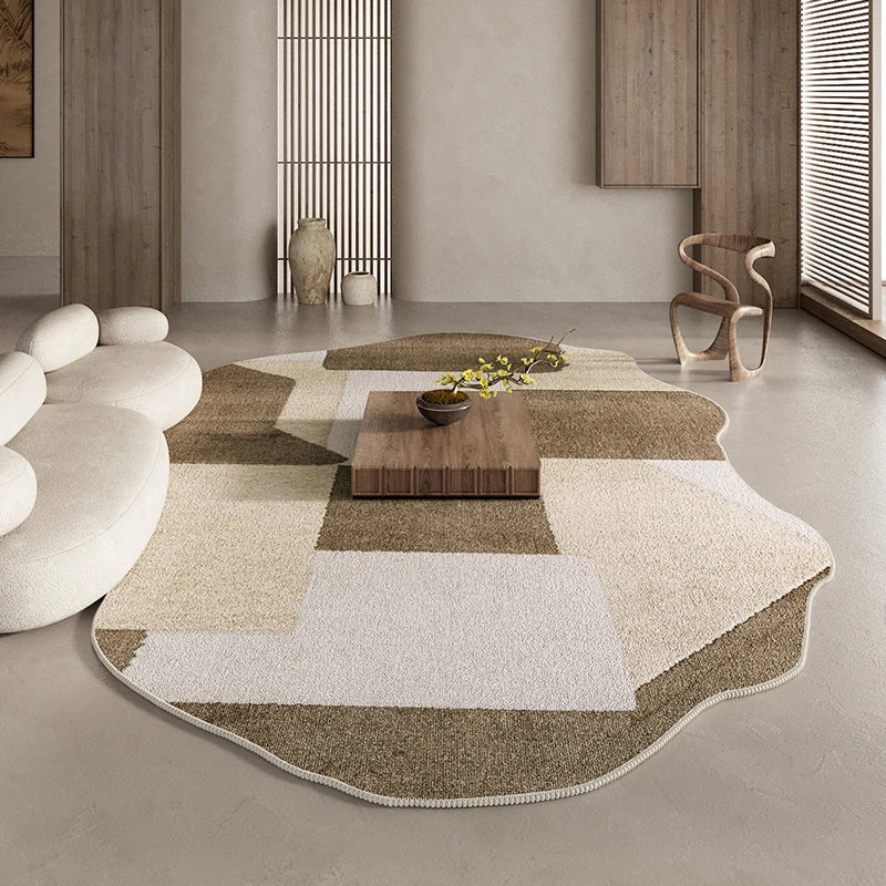 American Retro Rugs for Bedroom Fluffy Soft Brown Plush Rug Irregular Living Room Decoration Carpet Large Area Thicken