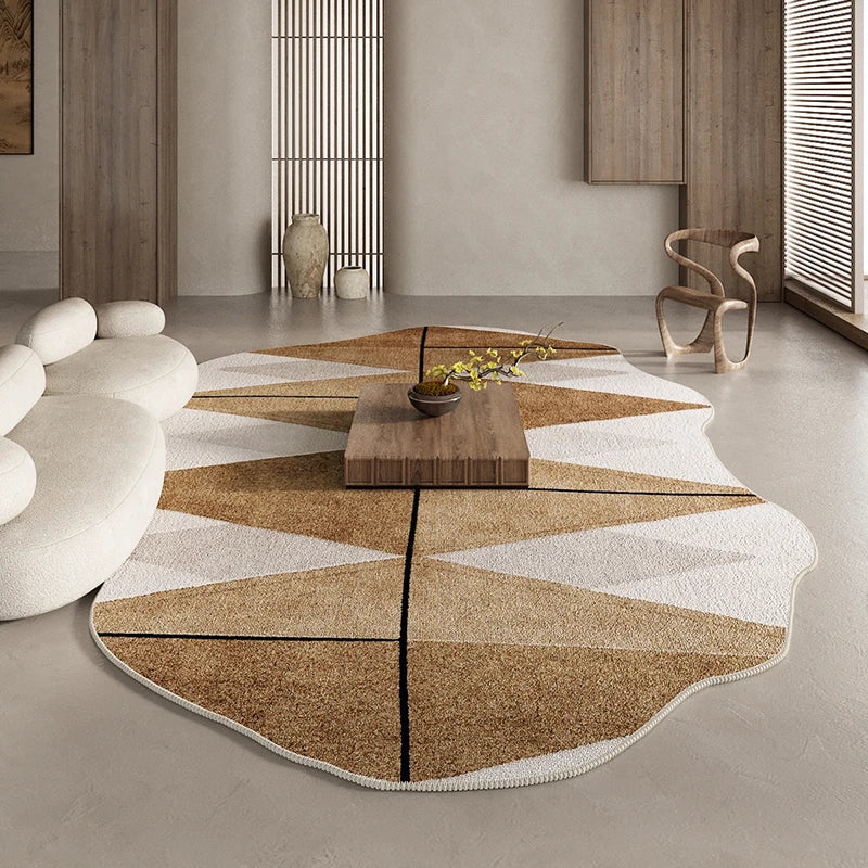 American Retro Rugs for Bedroom Fluffy Soft Brown Plush Rug Irregular Living Room Decoration Carpet Large Area Thicken