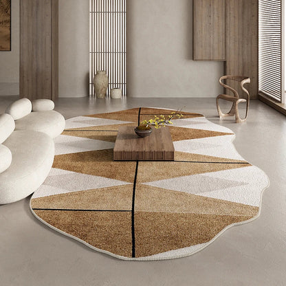 American Retro Rugs for Bedroom Fluffy Soft Brown Plush Rug Irregular Living Room Decoration Carpet Large Area Thicken