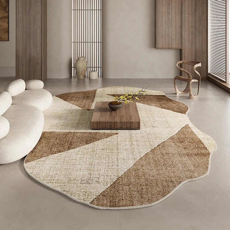 American Retro Rugs for Bedroom Fluffy Soft Brown Plush Rug Irregular Living Room Decoration Carpet Large Area Thicken