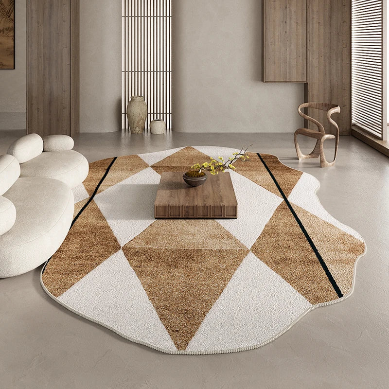 American Retro Rugs for Bedroom Fluffy Soft Brown Plush Rug Irregular Living Room Decoration Carpet Large Area Thicken