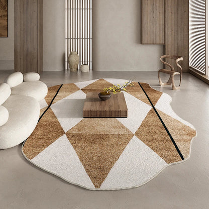 American Retro Rugs for Bedroom Fluffy Soft Brown Plush Rug Irregular Living Room Decoration Carpet Large Area Thicken