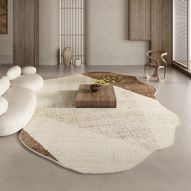 American Retro Rugs for Bedroom Fluffy Soft Brown Plush Rug Irregular Living Room Decoration Carpet Large Area Thicken
