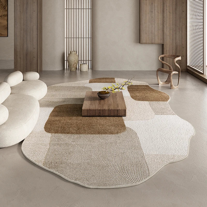 American Retro Rugs for Bedroom Fluffy Soft Brown Plush Rug Irregular Living Room Decoration Carpet Large Area Thicken