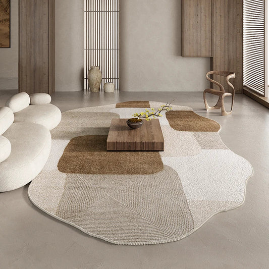 American Retro Rugs for Bedroom Fluffy Soft Brown Plush Rug Irregular Living Room Decoration Carpet Large Area Thicken