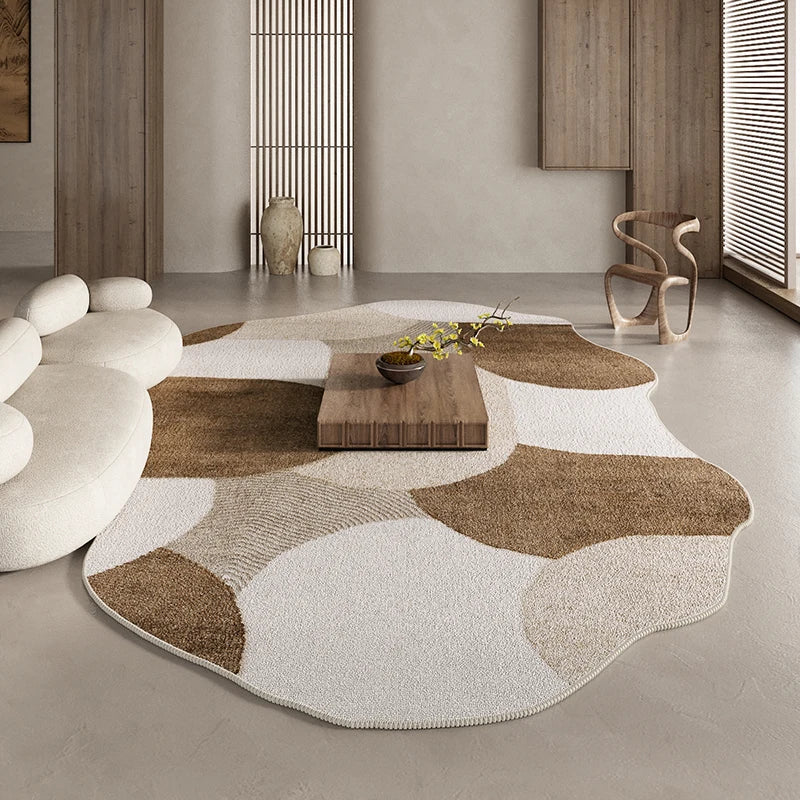 American Retro Rugs for Bedroom Fluffy Soft Brown Plush Rug Irregular Living Room Decoration Carpet Large Area Thicken