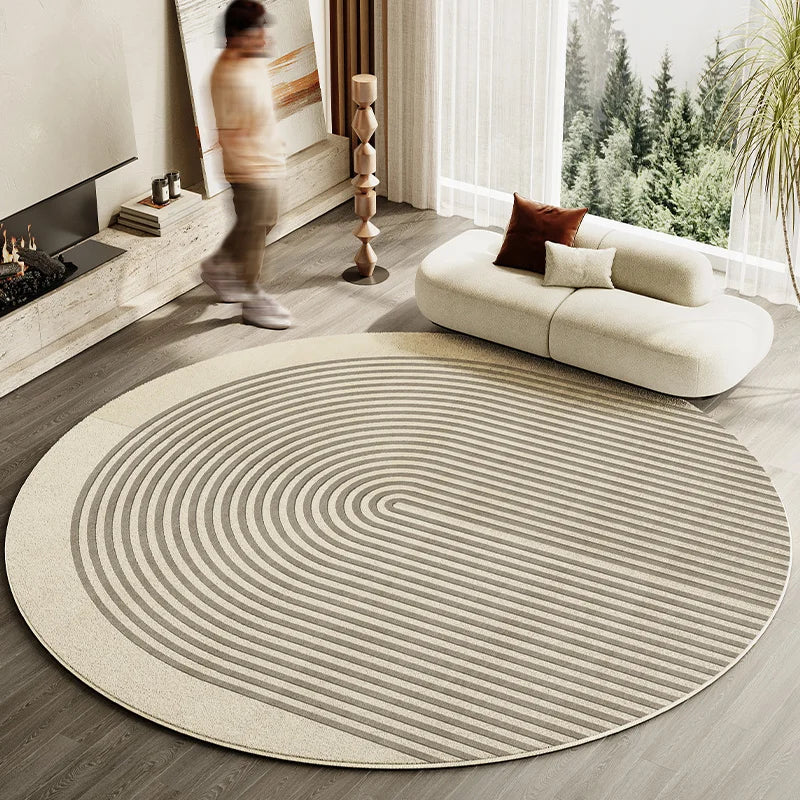 Japanese Style Living Room Decoration Striped Carpet Home Round Anti slip Mat Thick Washable Lounge Rug Simple Rugs for