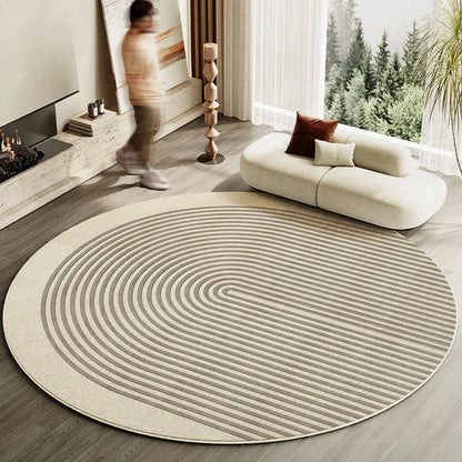Japanese Style Living Room Decoration Striped Carpet Home Round Anti slip Mat Thick Washable Lounge Rug Simple Rugs for