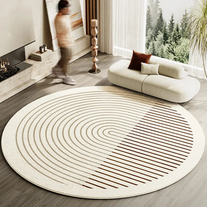 Japanese Style Living Room Decoration Striped Carpet Home Round Anti slip Mat Thick Washable Lounge Rug Simple Rugs for