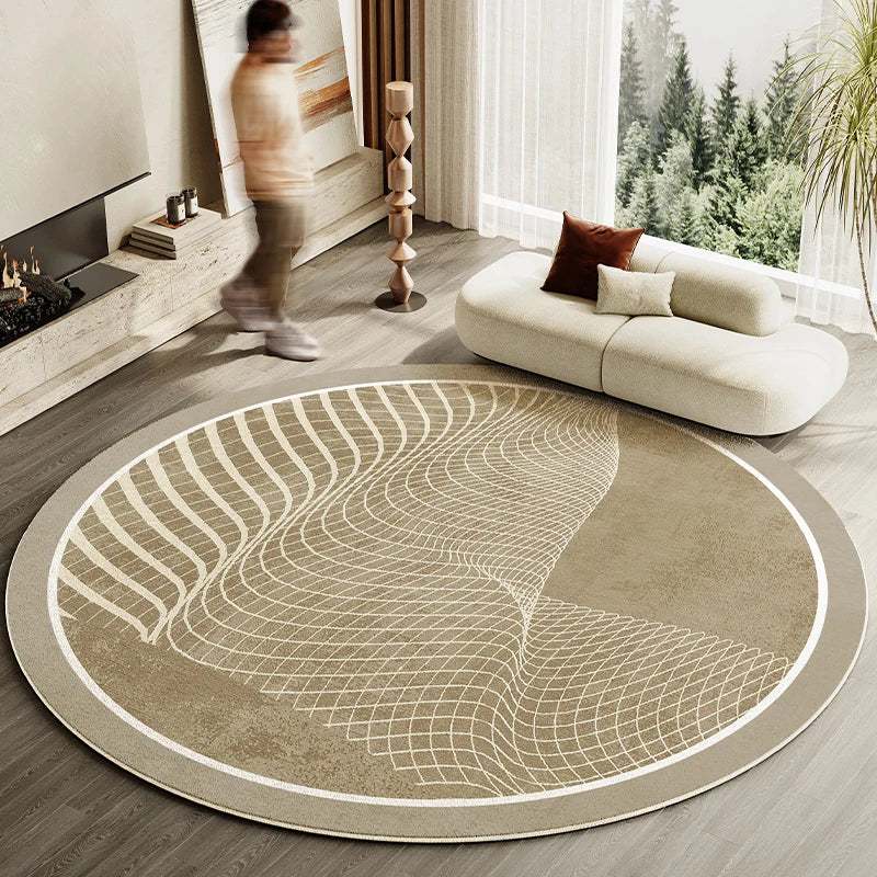 Japanese Style Living Room Decoration Striped Carpet Home Round Anti slip Mat Thick Washable Lounge Rug Simple Rugs for