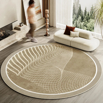 Japanese Style Living Room Decoration Striped Carpet Home Round Anti slip Mat Thick Washable Lounge Rug Simple Rugs for