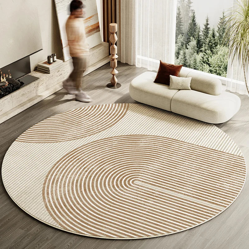 Japanese Style Living Room Decoration Striped Carpet Home Round Anti slip Mat Thick Washable Lounge Rug Simple Rugs for