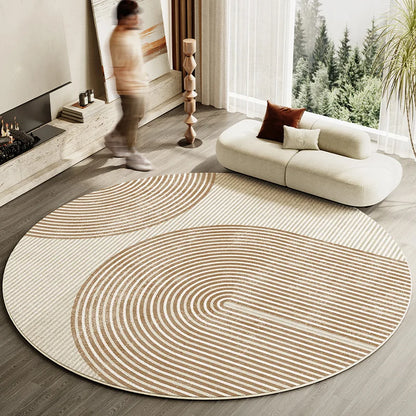 Japanese Style Living Room Decoration Striped Carpet Home Round Anti slip Mat Thick Washable Lounge Rug Simple Rugs for