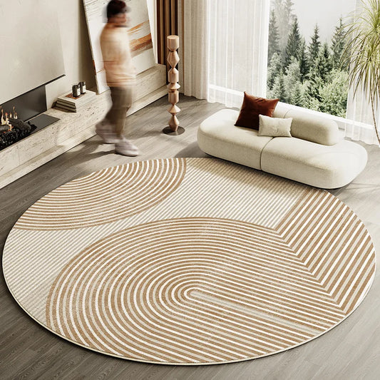 Japanese Style Living Room Decoration Striped Carpet Home Round Anti slip Mat Thick Washable Lounge Rug Simple Rugs for