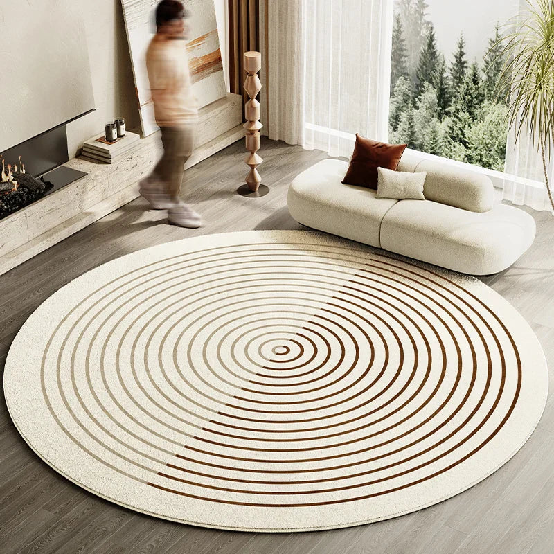 Japanese Style Living Room Decoration Striped Carpet Home Round Anti slip Mat Thick Washable Lounge Rug Simple Rugs for