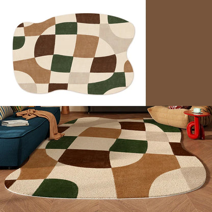 Living Room Carpet Sofa Coffee Table Rug Irregular Non slip Floor Mat Machine Washable Soft Bedroom Rugs Retro Home