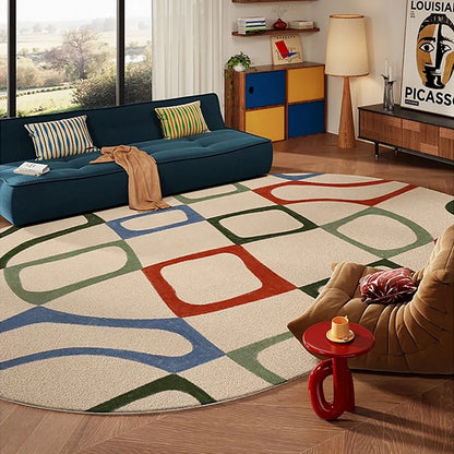 Living Room Carpet Sofa Coffee Table Rug Irregular Non slip Floor Mat Machine Washable Soft Bedroom Rugs Retro Home