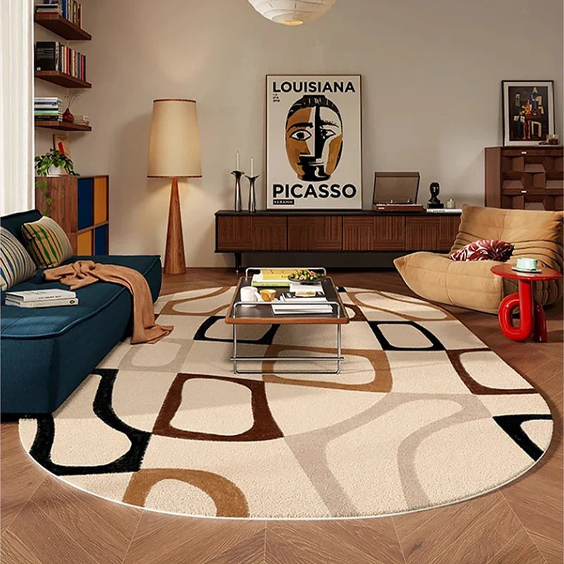 Living Room Carpet Sofa Coffee Table Rug Irregular Non slip Floor Mat Machine Washable Soft Bedroom Rugs Retro Home