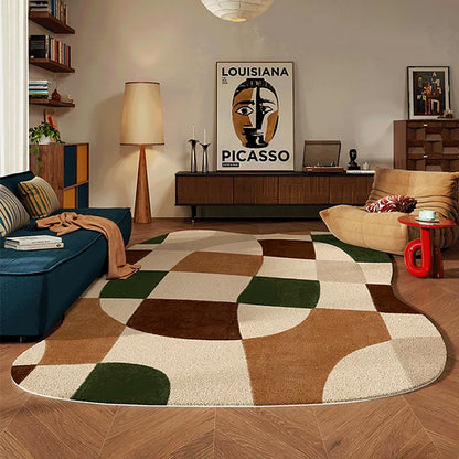 Living Room Carpet Sofa Coffee Table Rug Irregular Non slip Floor Mat Machine Washable Soft Bedroom Rugs Retro Home