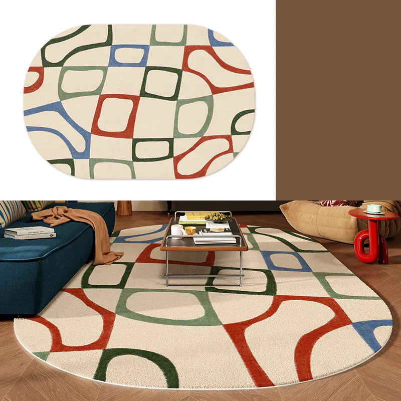 Living Room Carpet Sofa Coffee Table Rug Irregular Non slip Floor Mat Machine Washable Soft Bedroom Rugs Retro Home