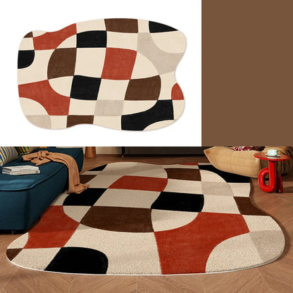 Living Room Carpet Sofa Coffee Table Rug Irregular Non slip Floor Mat Machine Washable Soft Bedroom Rugs Retro Home