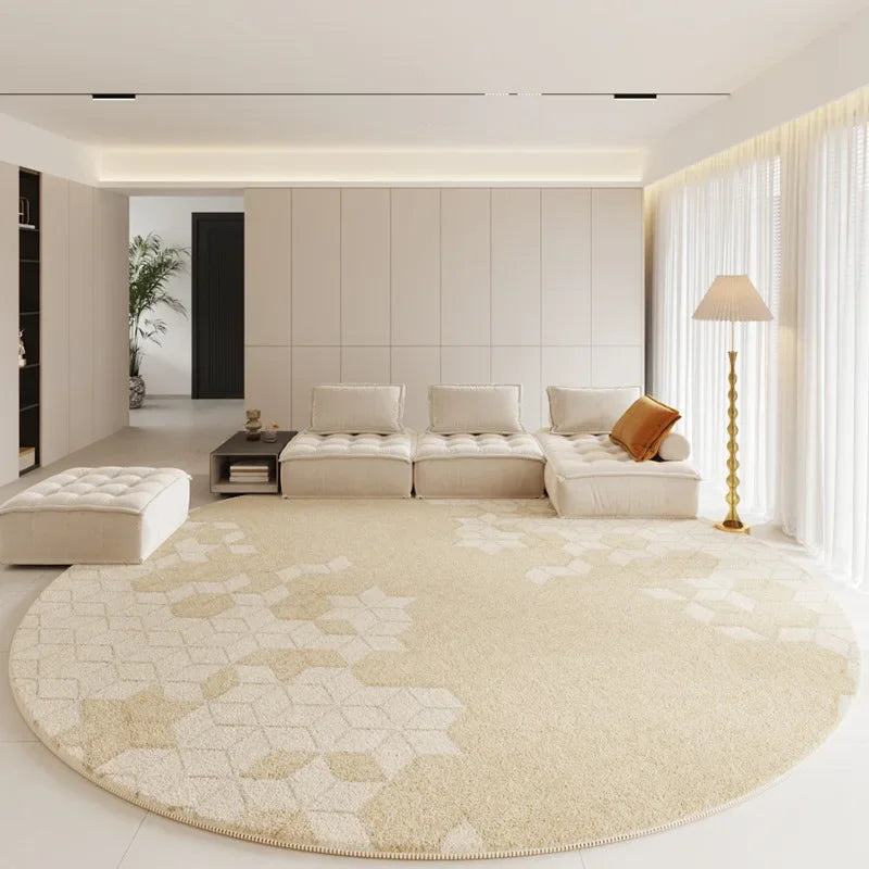 Modern Rugs for Bedroom Fluffy Soft Lounge Rug Thick Cloakroom Round Floor Mat Cream Living Room Decoration Anti slip