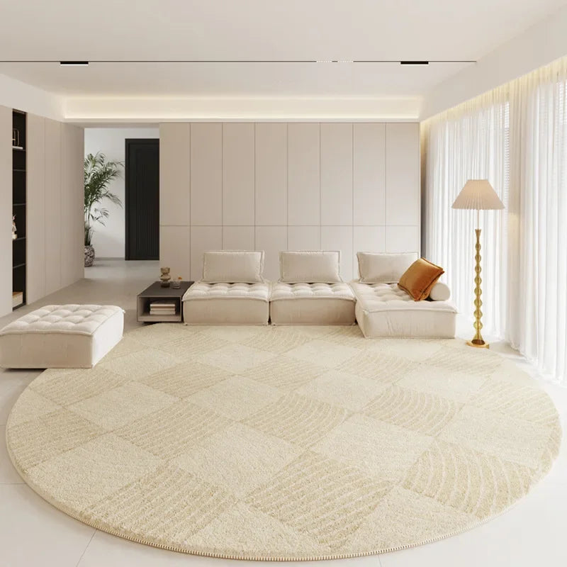 Modern Rugs for Bedroom Fluffy Soft Lounge Rug Thick Cloakroom Round Floor Mat Cream Living Room Decoration Anti slip