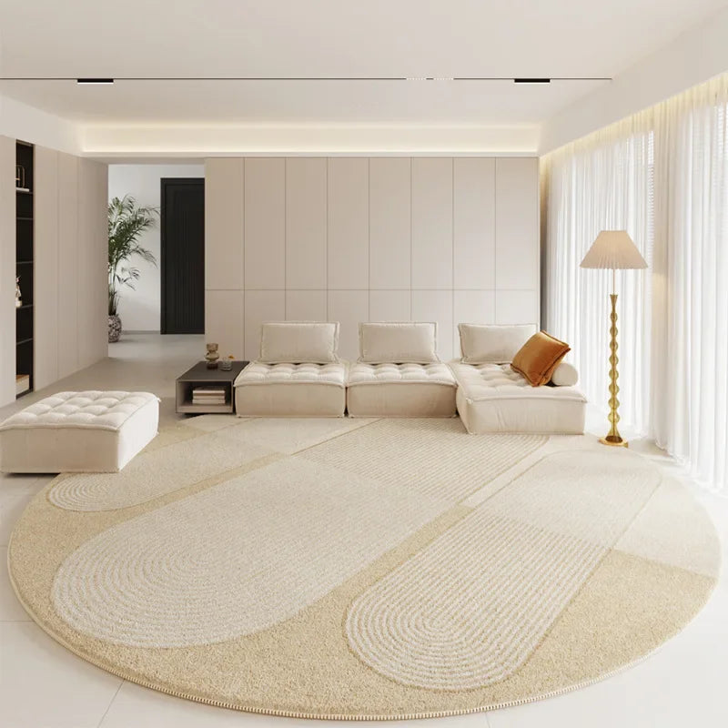 Modern Rugs for Bedroom Fluffy Soft Lounge Rug Thick Cloakroom Round Floor Mat Cream Living Room Decoration Anti slip