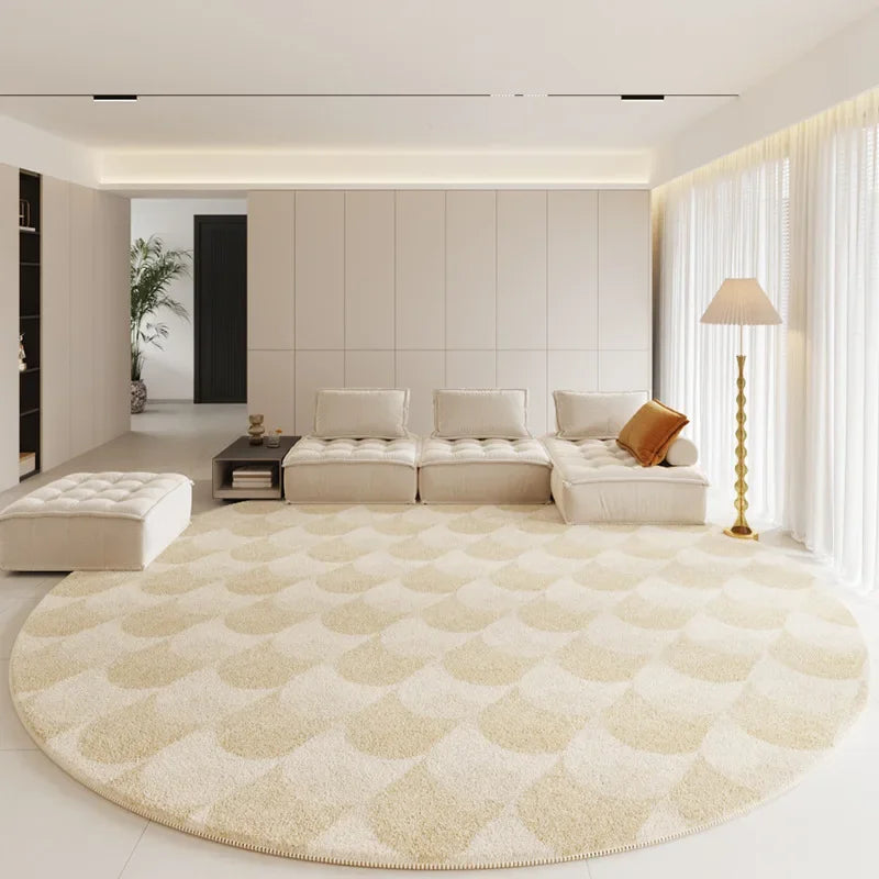 Modern Rugs for Bedroom Fluffy Soft Lounge Rug Thick Cloakroom Round Floor Mat Cream Living Room Decoration Anti slip