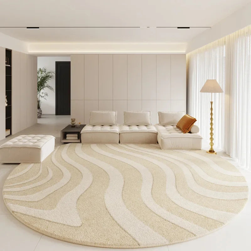 Modern Rugs for Bedroom Fluffy Soft Lounge Rug Thick Cloakroom Round Floor Mat Cream Living Room Decoration Anti slip
