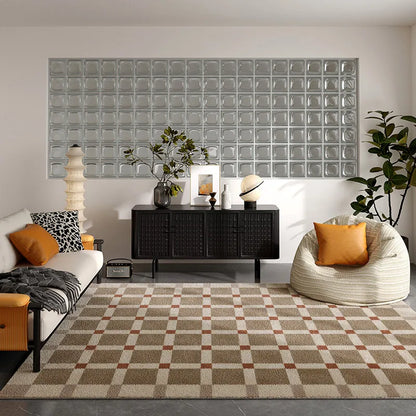 Retro Plaid Living Room Decoration Rug Cloakroom Large Area Carpet Nordic Style Rugs for Bedroom Home Fluffy Soft Plush