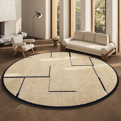Round Geometric Living Room Carpet Modern Minimalist Bedroom Non Slip Carpets Highend Japanese Sofa Coffee Table Fluffy
