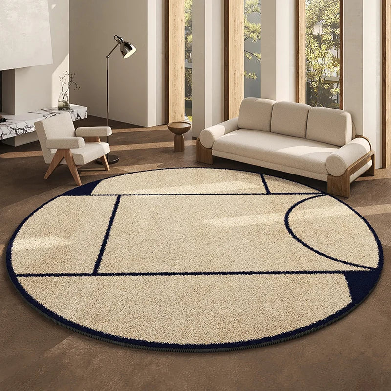 Round Geometric Living Room Carpet Modern Minimalist Bedroom Non Slip Carpets Highend Japanese Sofa Coffee Table Fluffy