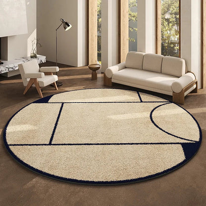 Round Geometric Living Room Carpet Modern Minimalist Bedroom Non Slip Carpets Highend Japanese Sofa Coffee Table Fluffy