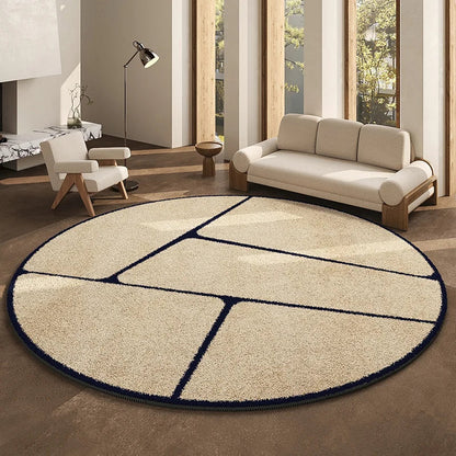 Round Geometric Living Room Carpet Modern Minimalist Bedroom Non Slip Carpets Highend Japanese Sofa Coffee Table Fluffy