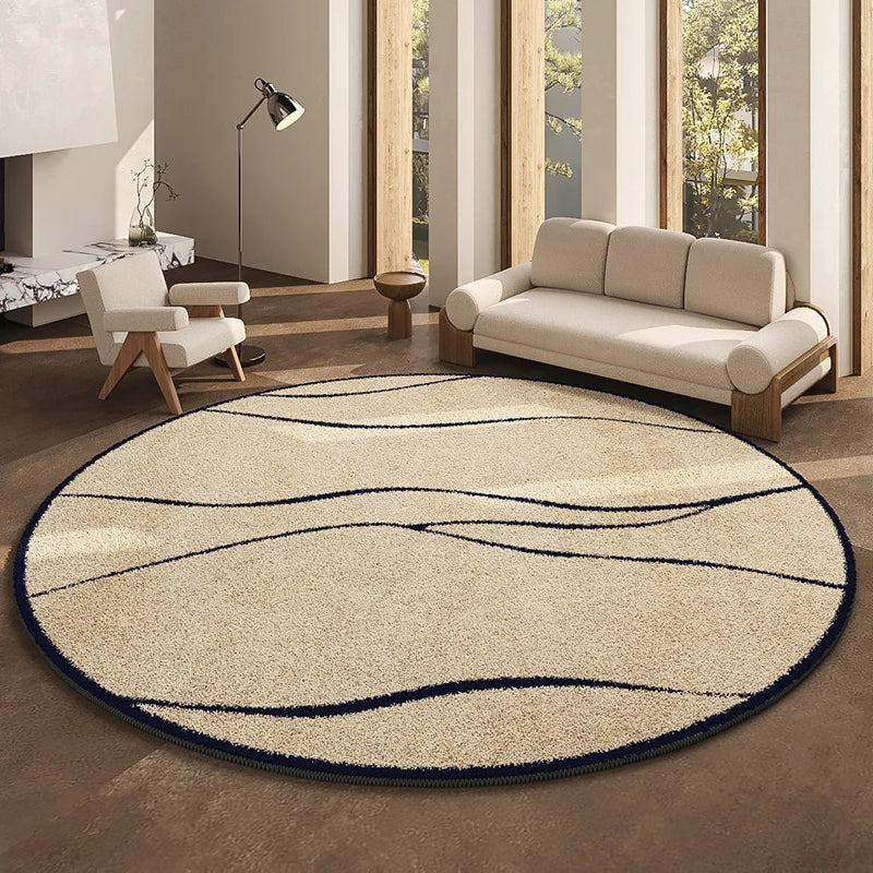 Round Geometric Living Room Carpet Modern Minimalist Bedroom Non Slip Carpets Highend Japanese Sofa Coffee Table Fluffy
