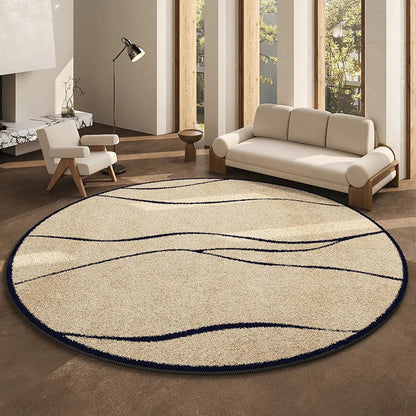 Round Geometric Living Room Carpet Modern Minimalist Bedroom Non Slip Carpets Highend Japanese Sofa Coffee Table Fluffy