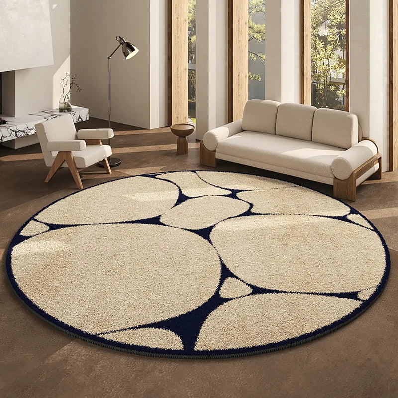 Round Geometric Living Room Carpet Modern Minimalist Bedroom Non Slip Carpets Highend Japanese Sofa Coffee Table Fluffy