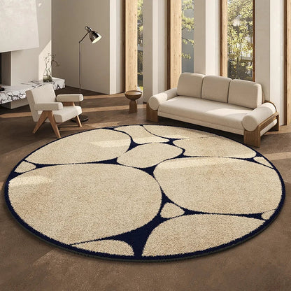 Round Geometric Living Room Carpet Modern Minimalist Bedroom Non Slip Carpets Highend Japanese Sofa Coffee Table Fluffy