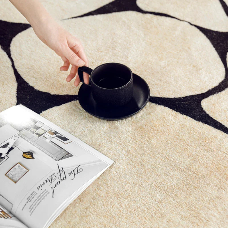 Round Geometric Living Room Carpet Modern Minimalist Bedroom Non Slip Carpets Highend Japanese Sofa Coffee Table Fluffy