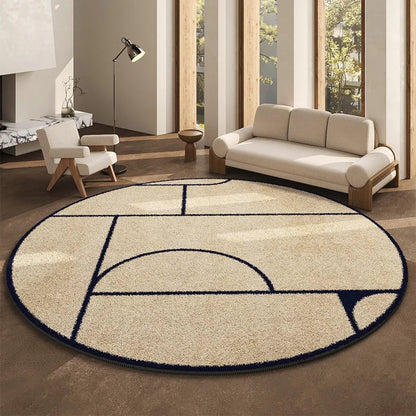 Round Geometric Living Room Carpet Modern Minimalist Bedroom Non Slip Carpets Highend Japanese Sofa Coffee Table Fluffy