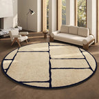 Round Geometric Living Room Carpet Modern Minimalist Bedroom Non Slip Carpets Highend Japanese Sofa Coffee Table Fluffy