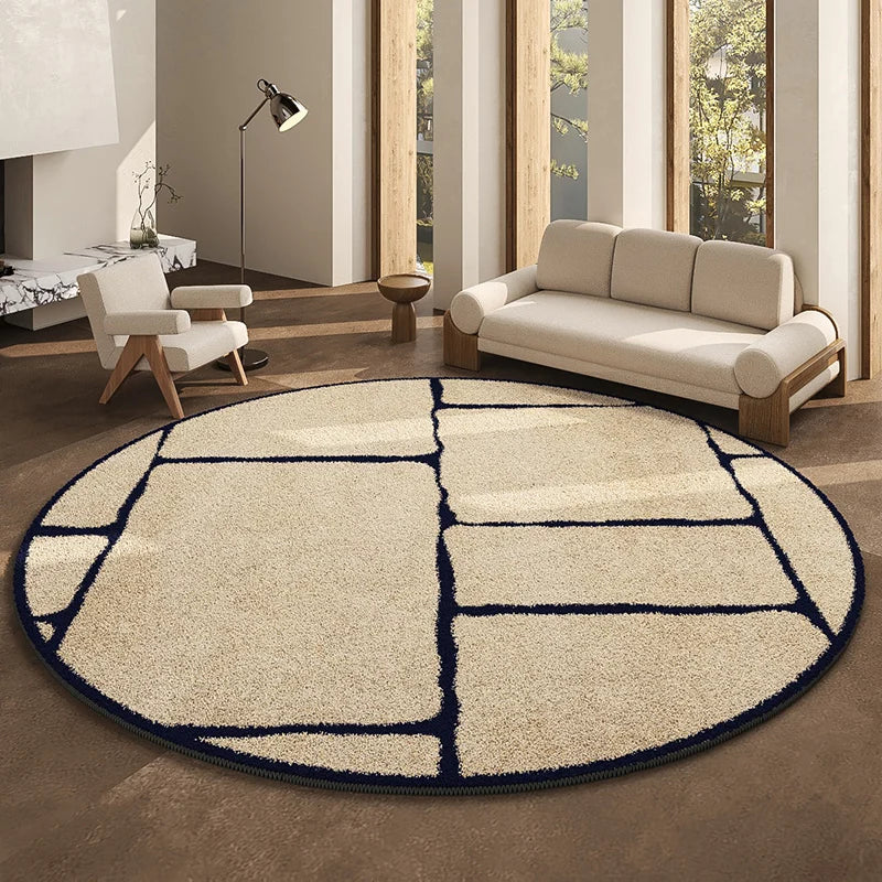 Round Geometric Living Room Carpet Modern Minimalist Bedroom Non Slip Carpets Highend Japanese Sofa Coffee Table Fluffy