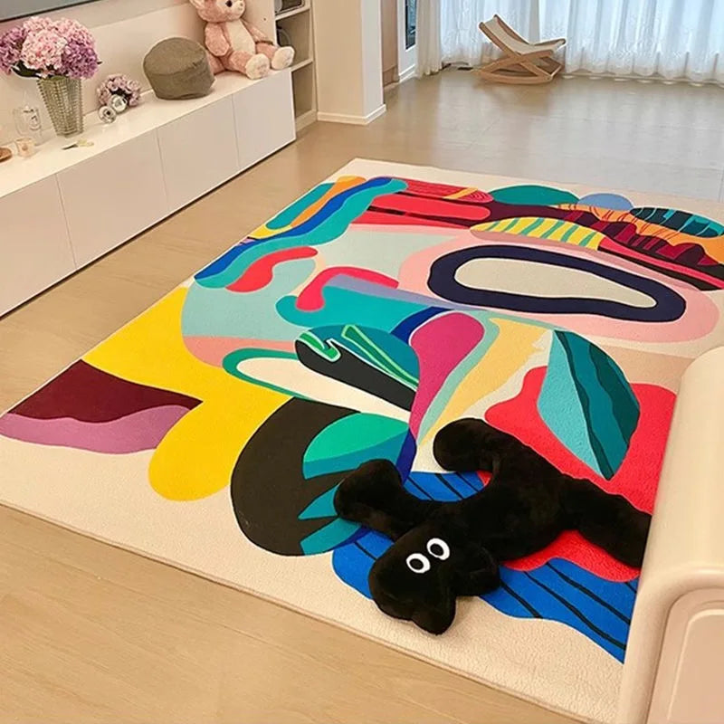 VIKAMA Ins Color Dopamine High Sense Crystal Velvet Carpet Home Living Room Sofa Dirt Resistant Non Slip Carpet Home