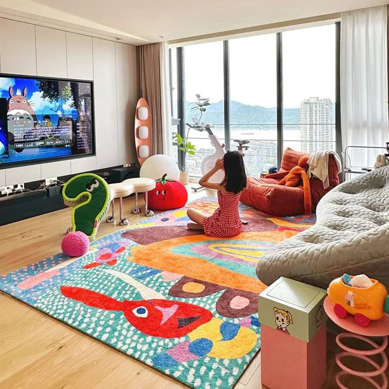 VIKAMA Ins Color Dopamine High Sense Crystal Velvet Carpet Home Living Room Sofa Dirt Resistant Non Slip Carpet Home